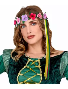 Mångfärgad blomsterhårkrans för hippieälva