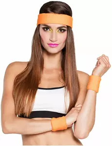 Orange pannband och handledsband 80-tal vuxen