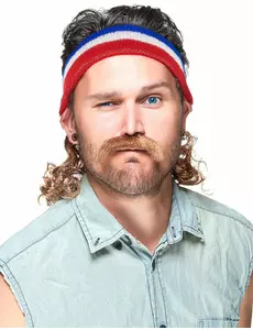 Mulletpannband blått, vitt och rött vuxen