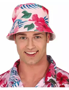 Hawaiisk blom- och flamingomönstrad bob vuxen