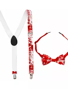 Blodiga hängslen och fluga vuxen Halloween