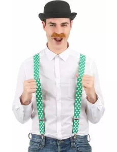 Gröna hängslen med vita klöver Saint Patrick