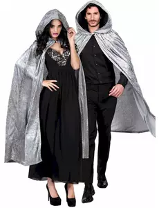 Grå sammetsliknande mantel 170 cm vuxen Halloween