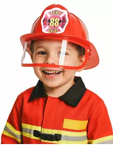 Röd brandhjälm med visir barn