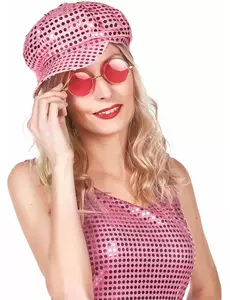 Rosa discokeps med paljetter vuxen