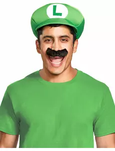 Luigi™-keps och mustasch vuxen