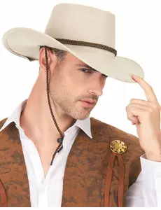 Lyxig beige cowboyhatt i mocka vuxen