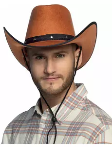 Brun cowboyhatt med svarta kanter vuxen