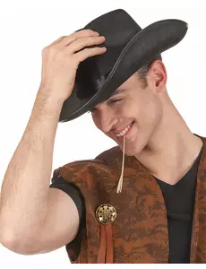 Svart cowboyhatt för vuxen