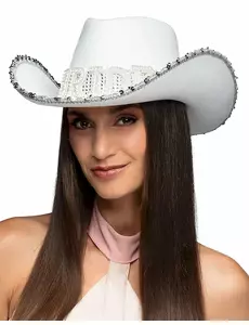 Cowboyhatt med strass Bride för vuxen
