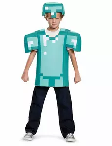 Minecraft™-rustningsmaskeraddräkt för barn, Storlek: 7-8 år (124 - 136 cm)