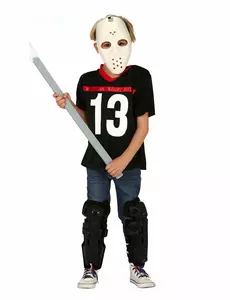 Maskeraddräkt mördare med hockeymask pojke