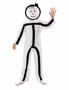 Maskeraddräkt med Stickman-masker för barn, Storlek: 3-4 år(92-104 cm)