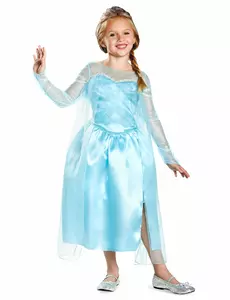Klassisk Elsa den iskalla drottningen™-maskeraddräkt för flickor, Storlek: 7-8 år (124 - 136 cm)
