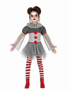 Psykopatisk clownmaskeraddräkt med leggings för flicka, Storlek: 3-4 år (95-105 cm)