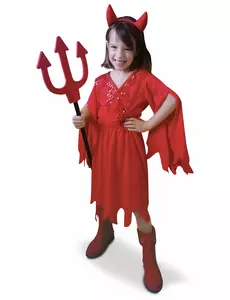 Röd djävulsflicka-maskeraddräkt, Storlek: 7-8 år (122 till 128 cm)