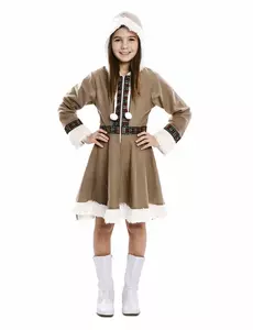Maskeraddräkt inuitklänning flicka, Storlek: 5-6 år(105-121 cm)