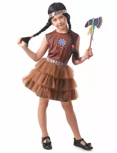 Elegant indianmaskeraddräkt flicka, Storlek: 10-12 år (130-140 cm)