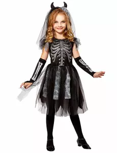 Maskeraddräkt demonbrud skelett barn, Storlek: 5-7 år (128 cm)