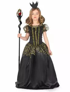 Svart ond drottning-maskeraddräkt flicka, Storlek: 10-12 år (130-140 cm)