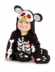 Mini-björnmaskeraddräkt Dia de los muertos baby, Storlek: 7-12 månader (74-80 cm)
