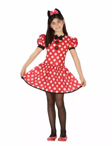 Maskeraddräkt Miss Mus med prickar flicka, Storlek: 3-4 år (98-115 cm)