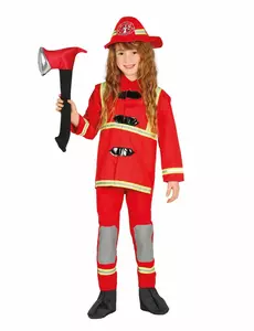 Röd brandmansmaskeraddräkt barn, Storlek: 3-4 år (95-105 cm)