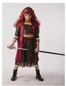 Bordeauxfärgad prinsessmaskeraddräkt från fjärran norr barn, Storlek: 3-4 år (92-104 cm)