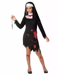 Blodig nunne-maskeraddräkt för flicka, Storlek: 7-9 år (130-145 cm)