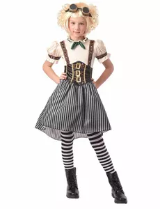 Steampunk-maskeraddräkt för flickor, Storlek: 10-12 år (130-140 cm)