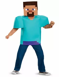 Klassisk Steve-maskeraddräkt Minecraft™ barn, Storlek: 5-6 år (109 - 126 cm)