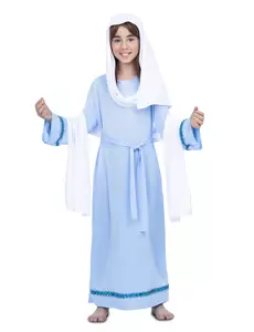 Blå Jungfru Maria-maskeraddräkt flicka, Storlek: 6 år (110-122 cm)