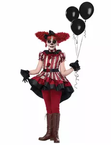 Lyxig ond clownmaskeraddräkt flicka, Storlek: 10-12 år (148 cm)