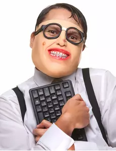 Halvmask i latex för nörd, vuxen