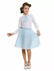 Kjol med slips, pinup, himmelsblå, flicka, Storlek: 3-4 år (92-104 cm)