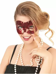 Mask med röda paljetter vuxen