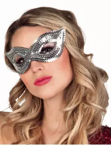 Venetiansk mask med silverfärgade paljetter för vuxen