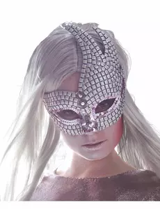 Glänsande silverfärgad venetiansk mask vuxen
