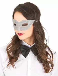 Venetiansk vargmask med silverglitter vuxen