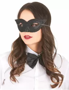 Svart glittrig venetiansk mask för vuxen