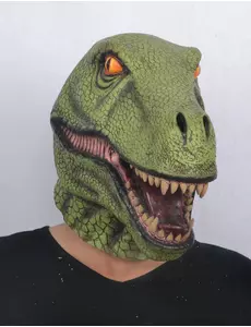 Grön dinosaurielatexmask vuxen