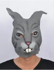 Grå latexkaninmask vuxen