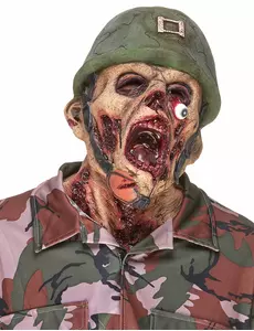 Latexmask zombie-soldat vuxen