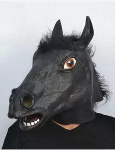 Svart latexmask hästhuvud vuxen