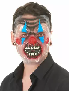 Genomskinlig tvåfärgad clownmask, skrämmande, vuxen