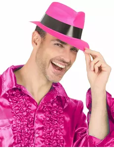 Neonrosa gangsterhatt vuxen