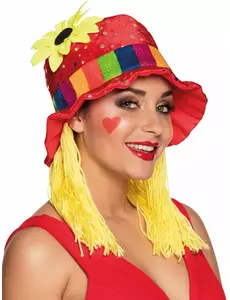 Röd hög hatt med solros