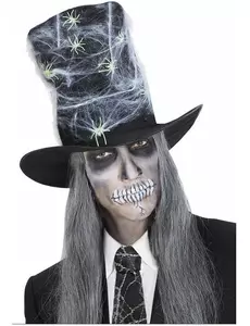 Cylinderhatt i tyg med spindlar vuxen Halloween