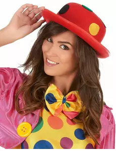 Röd plommonstopshatt med prickar för clown, vuxen