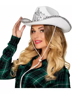 Vit cowboyprinsesshatt dam
